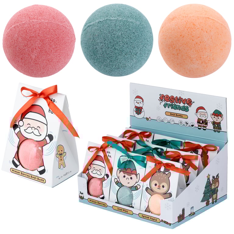 Handmade Christmas Bath Bomb - Vegan & Cruelty Free, Winter Berries & Spiced Apple Fragrances