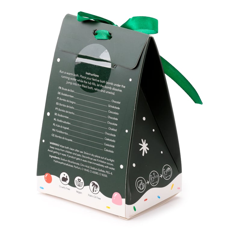 Christmas Gingerbread Lane Bath Bomb - Cruelty Free & Vegan Gift in Beautiful Box