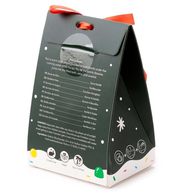 Christmas Gingerbread Lane Bath Bomb - Cruelty Free & Vegan Gift in Beautiful Box