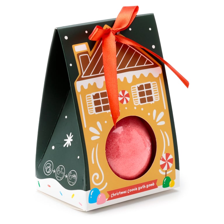 Christmas Gingerbread Lane Bath Bomb - Cruelty Free & Vegan Gift in Beautiful Box