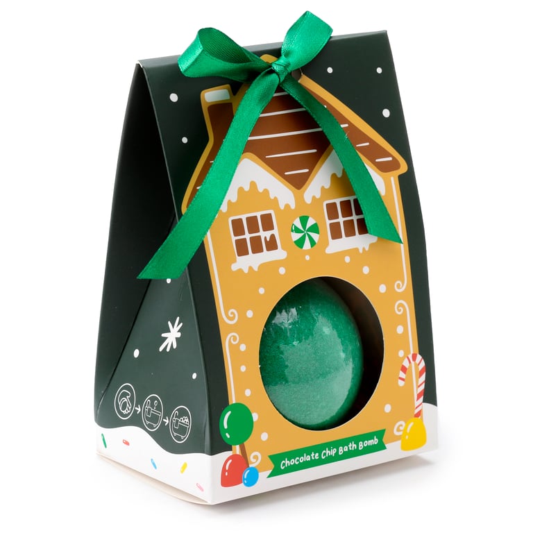 Christmas Gingerbread Lane Bath Bomb - Cruelty Free & Vegan Gift in Beautiful Box
