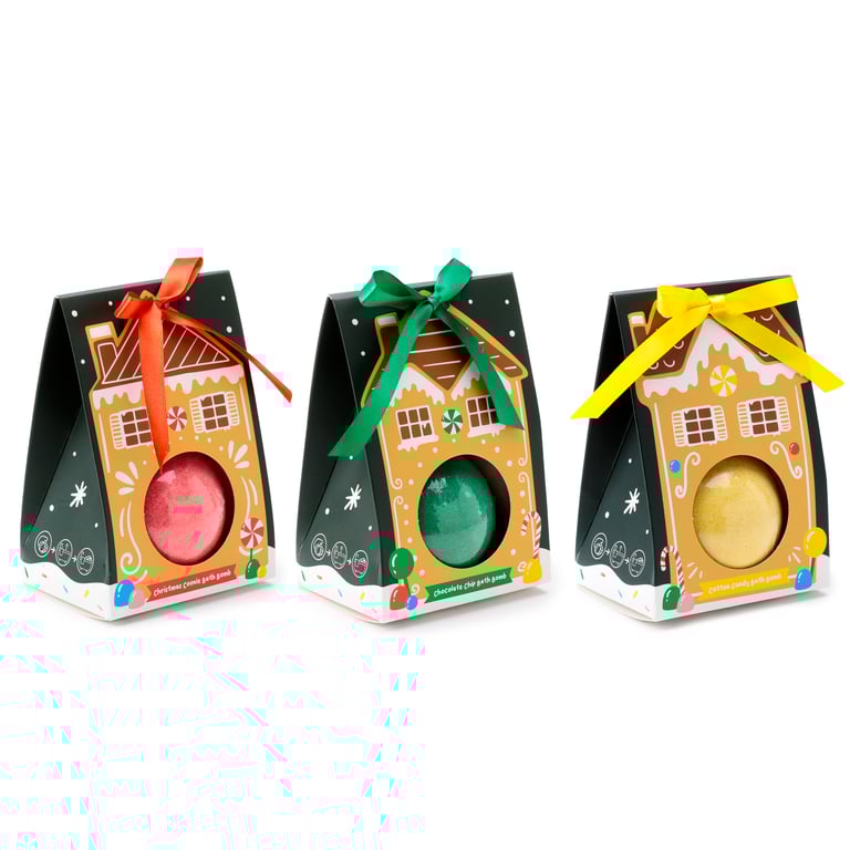 Christmas Gingerbread Lane Bath Bomb - Cruelty Free & Vegan Gift in Beautiful Box
