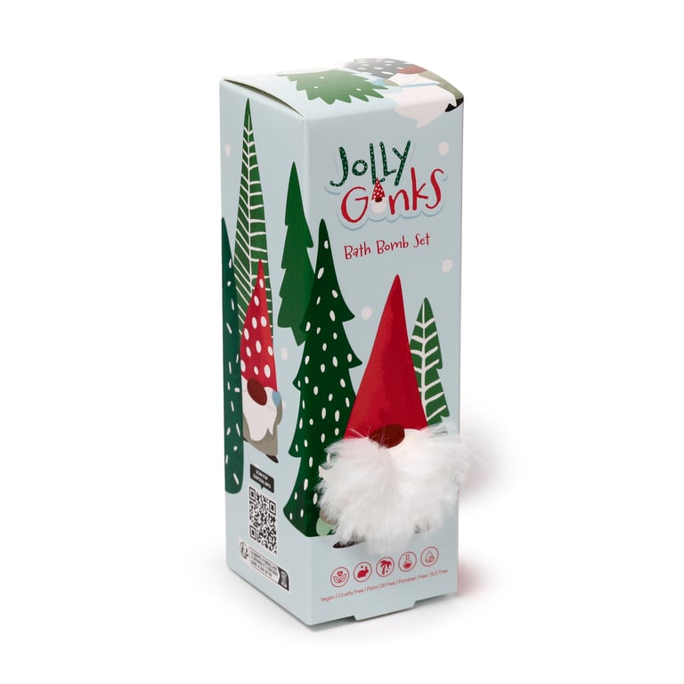 Handmade Christmas Gonk Bath Bomb Set - Vegan & Cruelty Free, 3 x 100g Fragrances: Holly Berry, Vanilla Cranberry & Frosted Pine