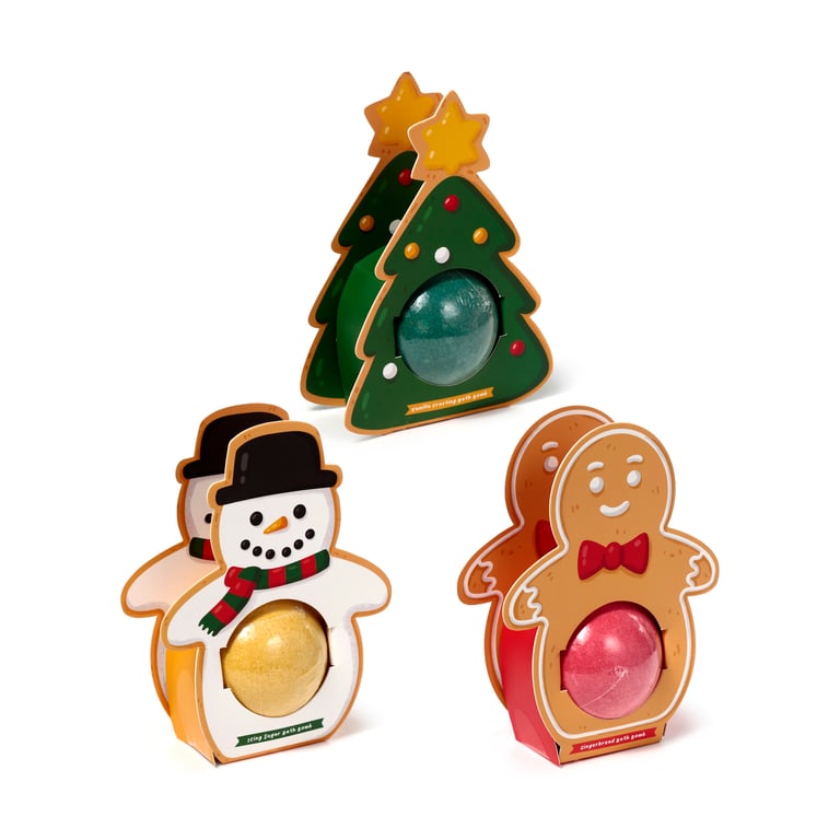 Handmade Christmas Gingerbread Bath Bomb - Cruelty Free & Vegan Gift Box Set