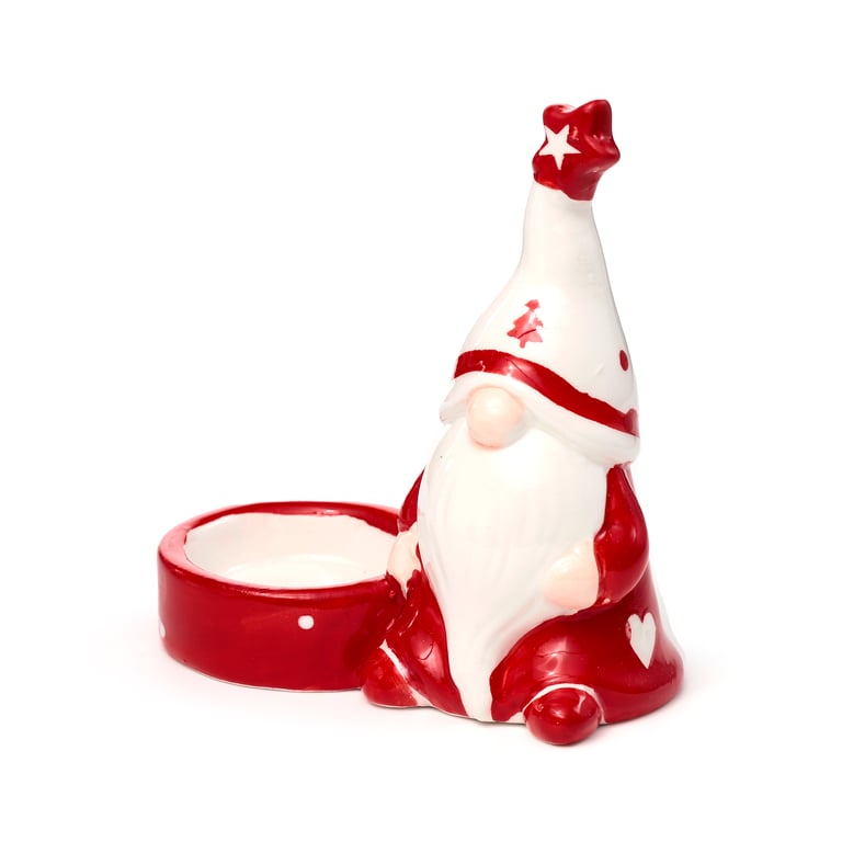 Dolomite Ceramic Christmas Gonk Tea Light Holder - Standard Candle Compatible Decoration