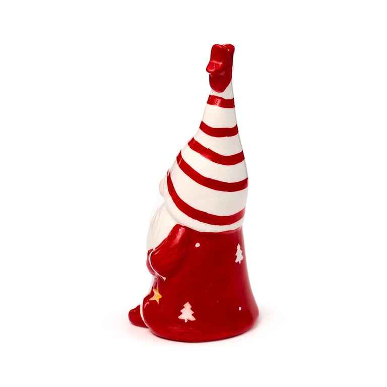 Ceramic LED Christmas Gonk Ornament - Battery Operated with LR44 Batteries Included