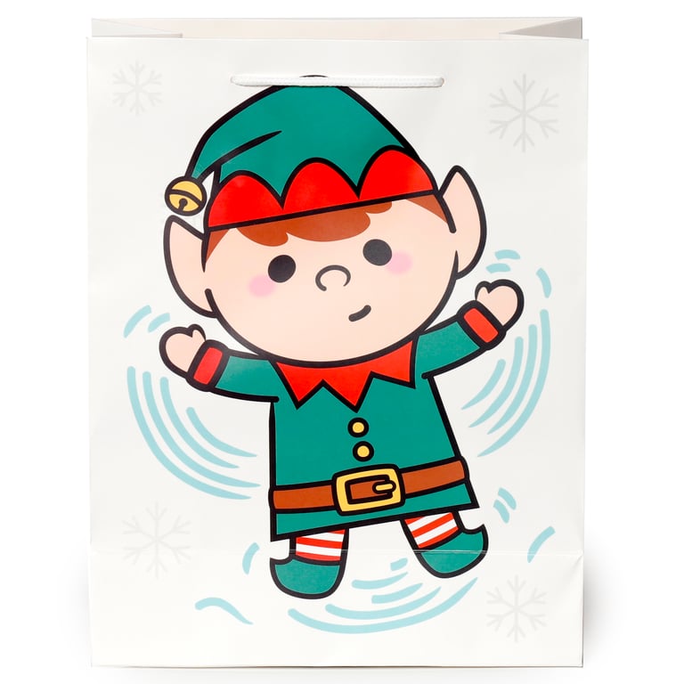 Christmas Gift Bag - Large Card Gift Bag with Festive Cord Handles and Tag