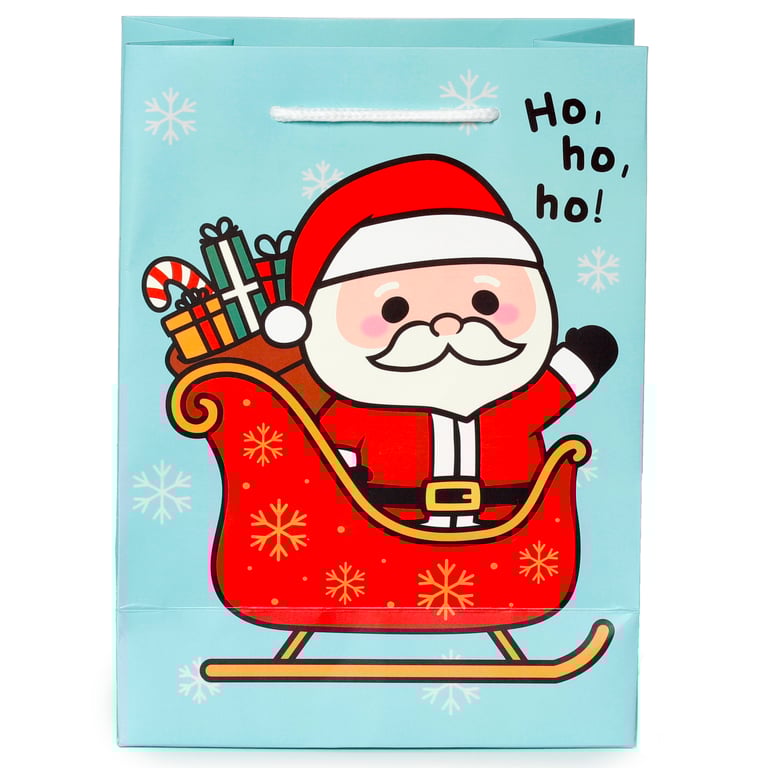 Christmas Gift Bag - Festive Friends Medium Card Bag with Cord Handles and Gift Tag