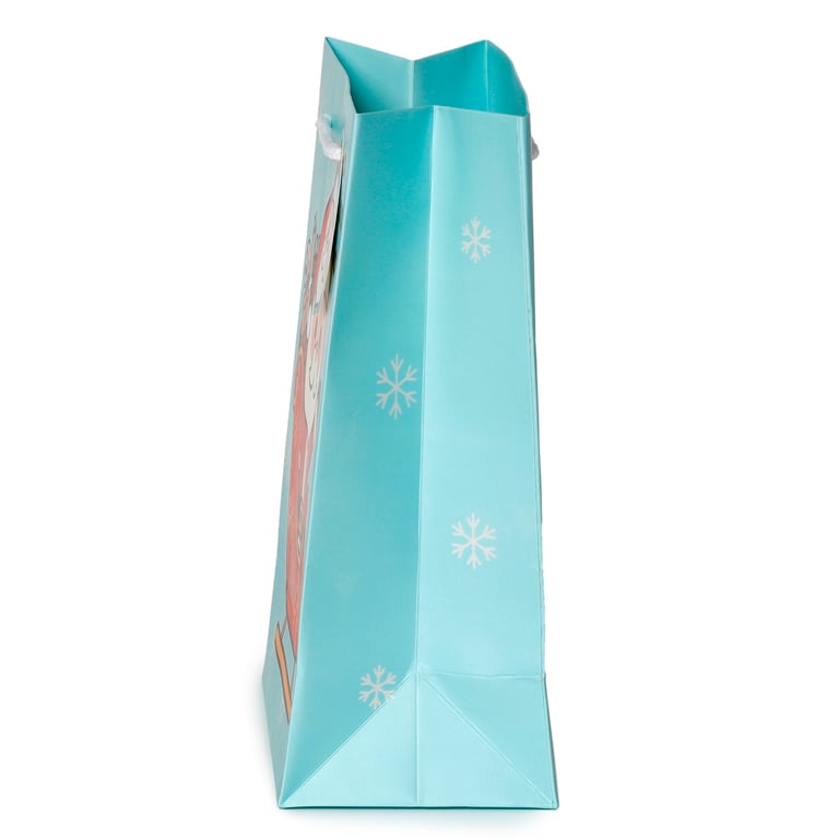 Christmas Gift Bag - Festive Friends Medium Card Bag with Cord Handles and Gift Tag