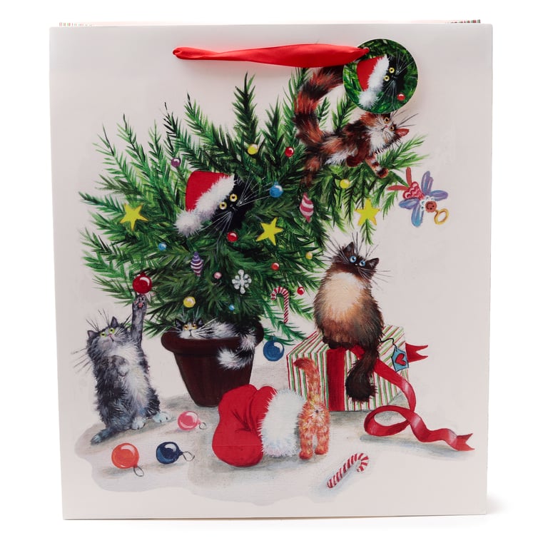 Licensed Extra Large Christmas Gift Bag - Kim Haskins Cats