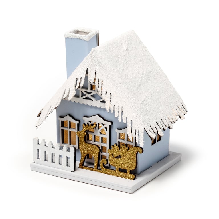 LED Christmas Sleigh Scene House Decoration with Biodegradable Glitter and LED Lights