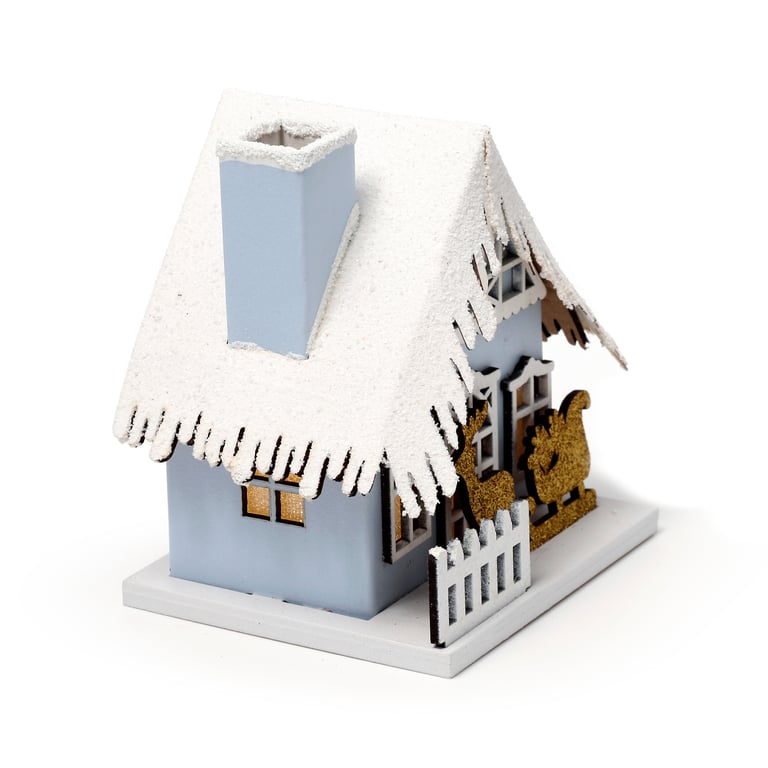LED Christmas Sleigh Scene House Decoration with Biodegradable Glitter and LED Lights