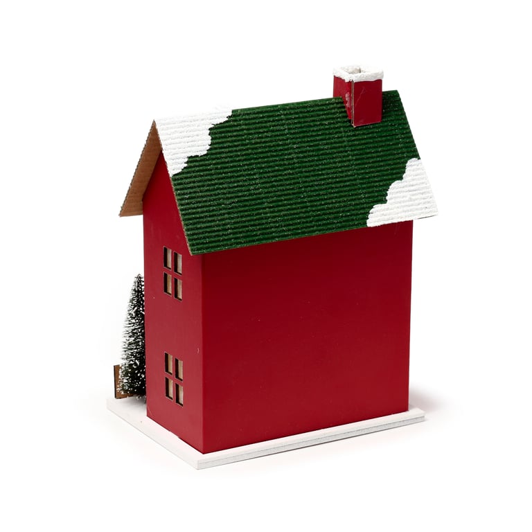 LED Christmas Town House Decoration - Battery Operated, Biodegradable Glitter, Batteries Included