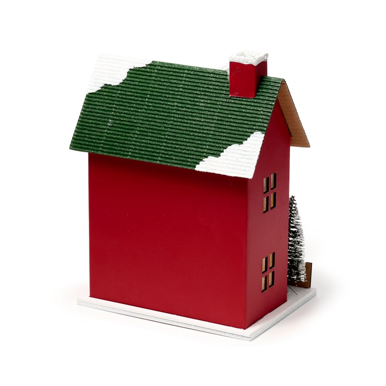 LED Christmas Town House Decoration - Battery Operated, Biodegradable Glitter, Batteries Included