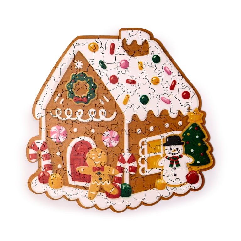 130pc Wooden Christmas Gingerbread Baker Street Jigsaw Puzzle - CE/UKCA Marked & EN71 Compliant