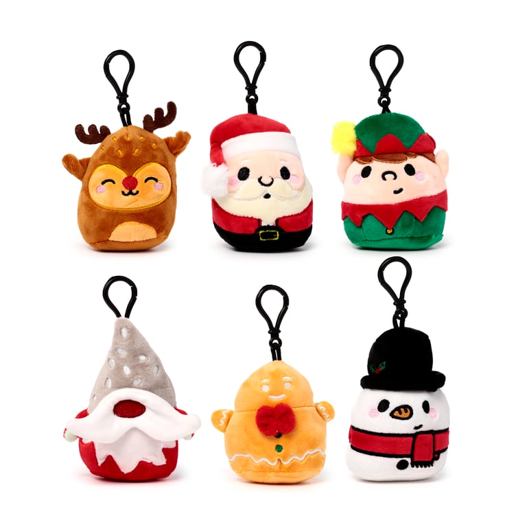 Squidglys Festive Friends Christmas Plush Keychain Toy Decoration