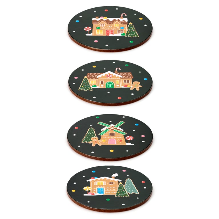 Cork Christmas Baker Street Coasters Set of 4 - Elegant Home Decor