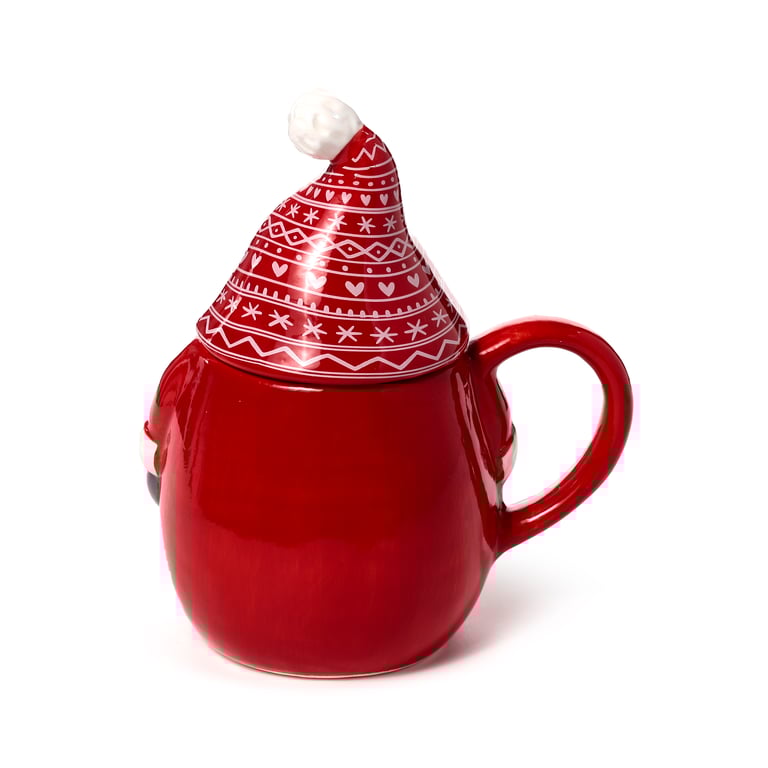 Ceramic Peeping Lid Christmas Gonk Mug - Food Safe & Unique Design
