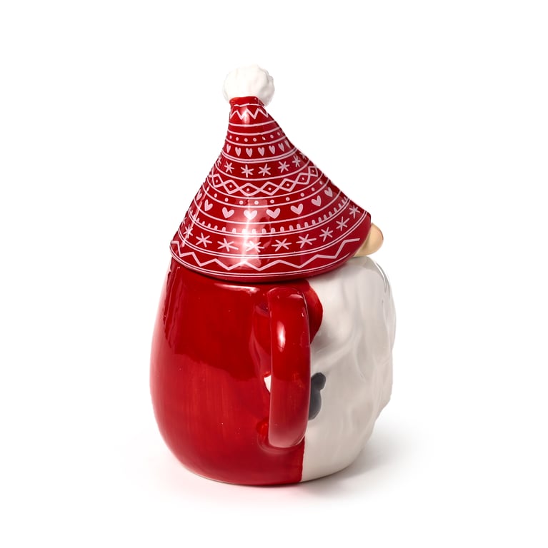 Ceramic Peeping Lid Christmas Gonk Mug - Food Safe & Unique Design