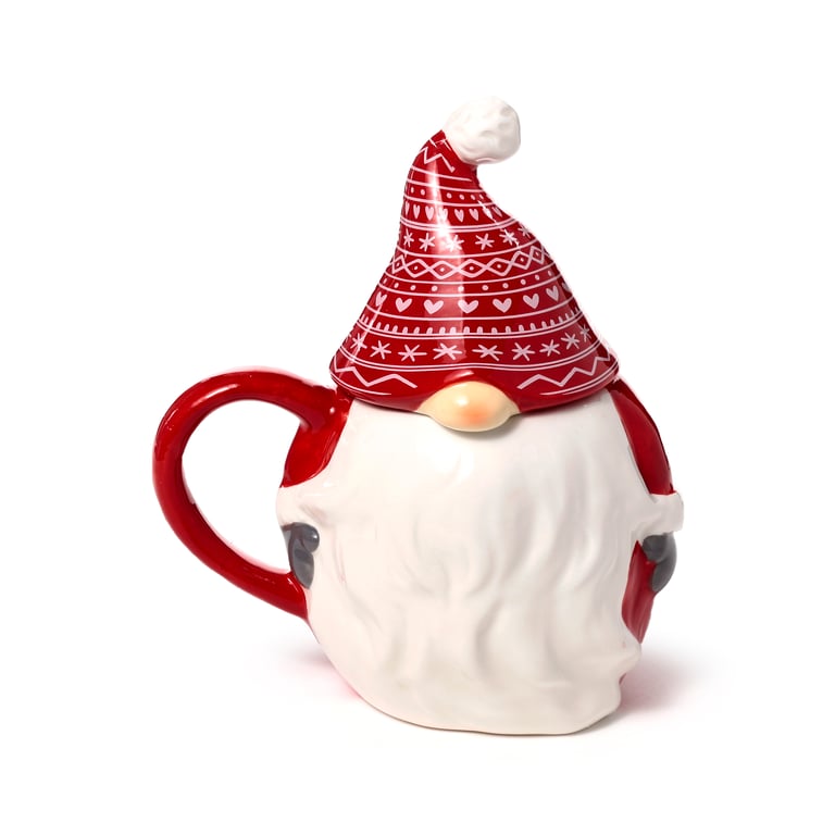 Ceramic Peeping Lid Christmas Gonk Mug - Food Safe & Unique Design