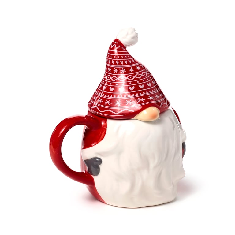 Ceramic Peeping Lid Christmas Gonk Mug - Food Safe & Unique Design