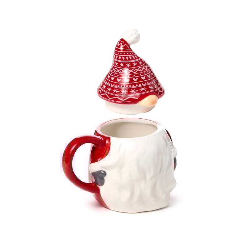 Ceramic Peeping Lid Christmas Gonk Mug - Food Safe & Unique Design