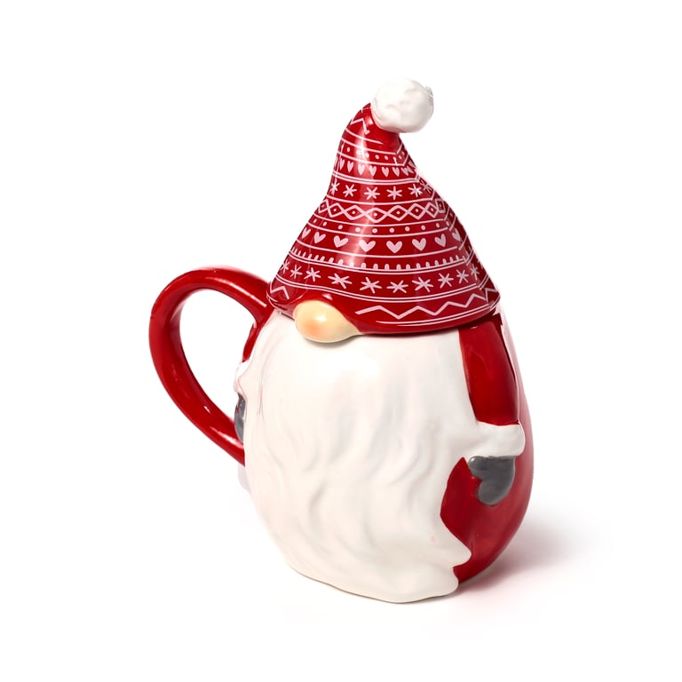 Ceramic Peeping Lid Christmas Gonk Mug - Food Safe & Unique Design