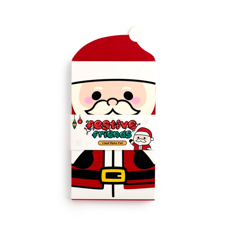 Christmas Festive Friends Santa Flip Open Shaped Memo Pad - Card Paper Design