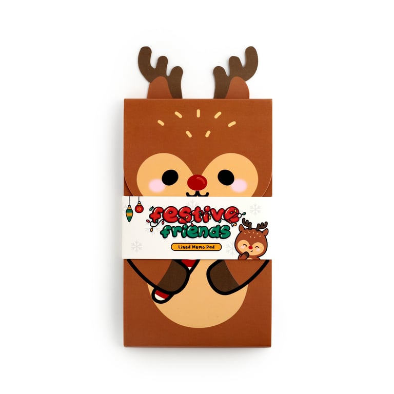 Rudolf Flip Open Shaped Christmas Memo Pad - Card and Paper Design