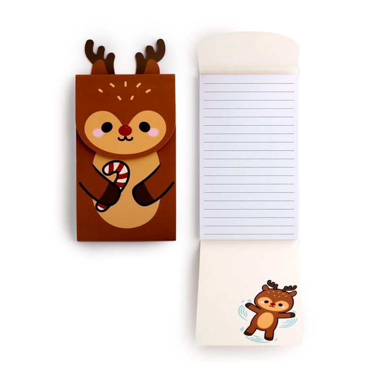 Rudolf Flip Open Shaped Christmas Memo Pad - Card and Paper Design