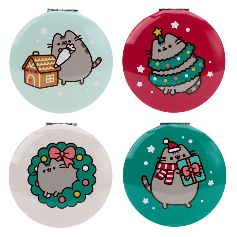 Pusheen Christmas Compact Metal Glass Mirror - Licensed Home Decor