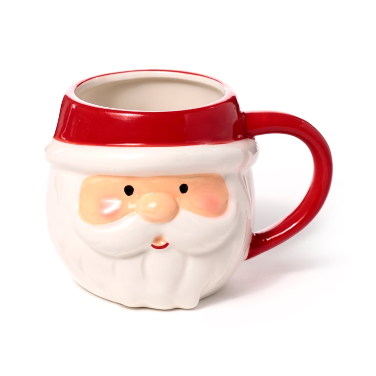 Ceramic Shaped Santa Head Mug - Food Safe Holiday Decoration