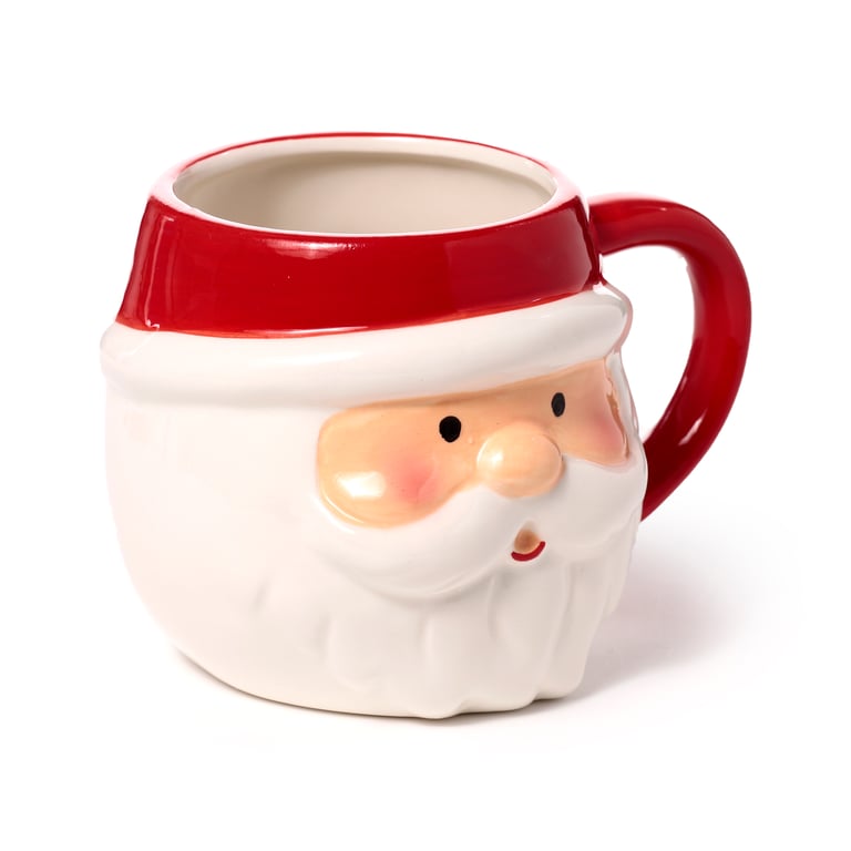 Ceramic Shaped Santa Head Mug - Food Safe Holiday Decoration