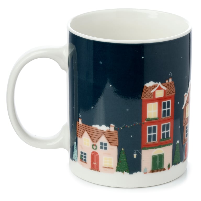 Porcelain Christmas Village Mug - Microwave & Dishwasher Safe, 300ml
