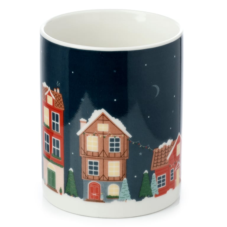 Porcelain Christmas Village Mug - Microwave & Dishwasher Safe, 300ml
