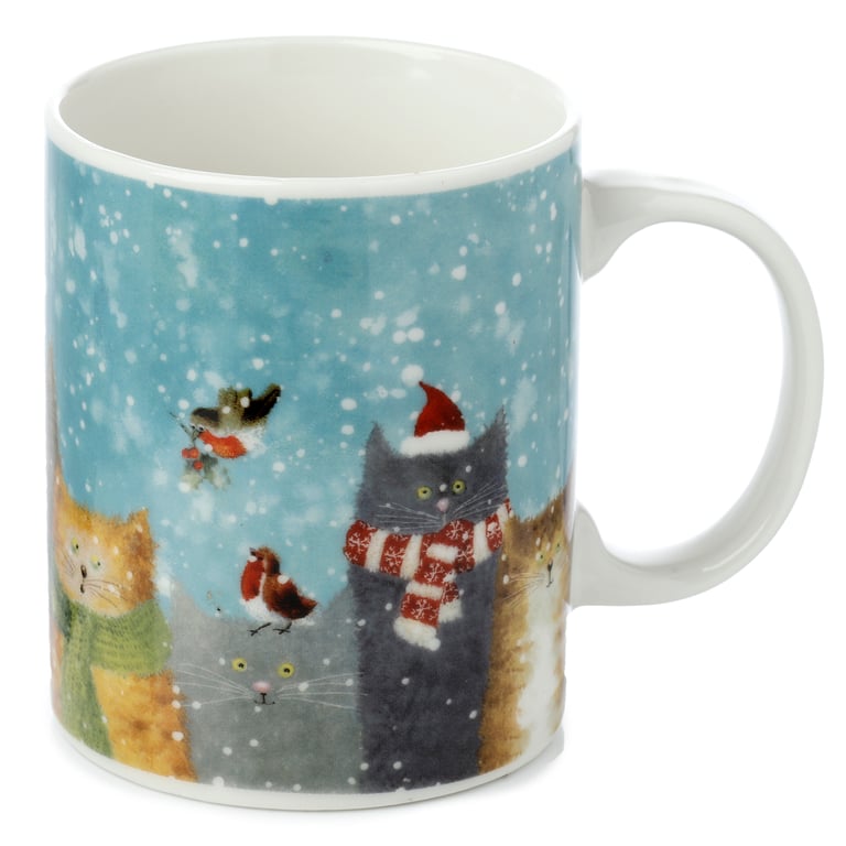 Jan Pashley Christmas Cats Porcelain Mug, 300ml - Microwave & Dishwasher Safe