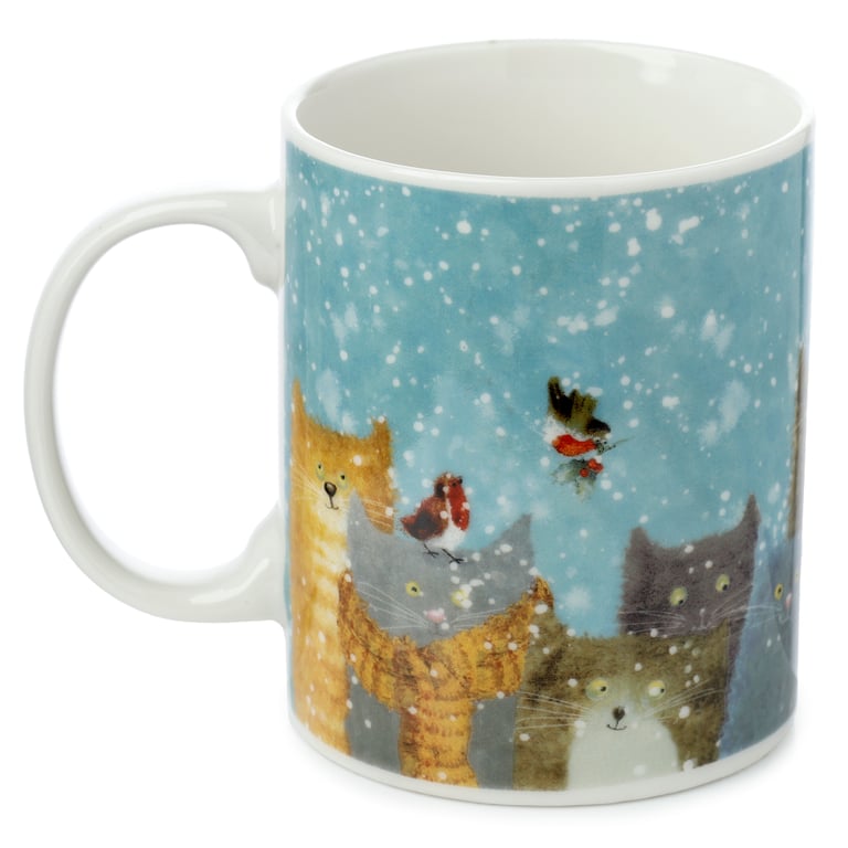 Jan Pashley Christmas Cats Porcelain Mug, 300ml - Microwave & Dishwasher Safe