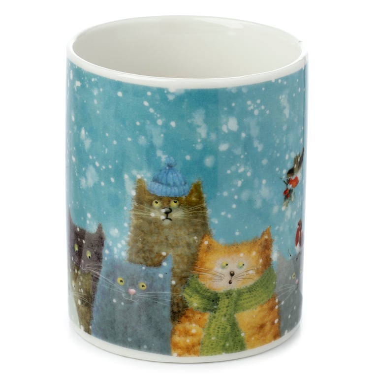 Jan Pashley Christmas Cats Porcelain Mug, 300ml - Microwave & Dishwasher Safe
