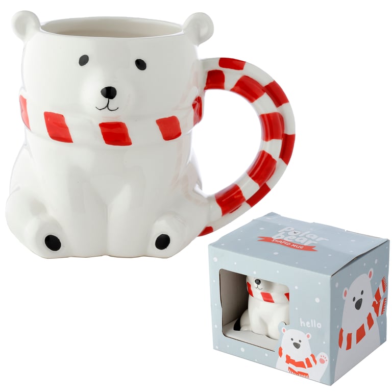 Polar Bear Novelty Shaped Ceramic Mug - Food Safe & 400ml Capacity