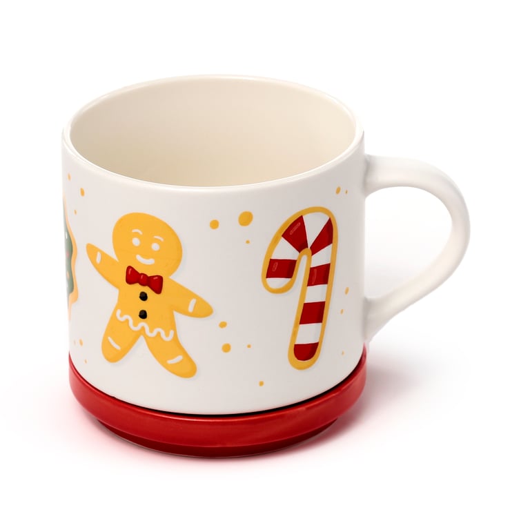 Porcelain Mug & Coaster Lid Set - 420ml Christmas Baker Street Edition, Microwave & Dishwasher Safe
