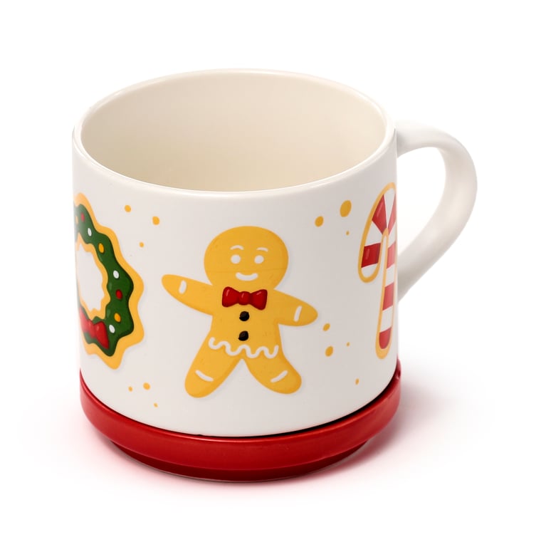 Porcelain Mug & Coaster Lid Set - 420ml Christmas Baker Street Edition, Microwave & Dishwasher Safe