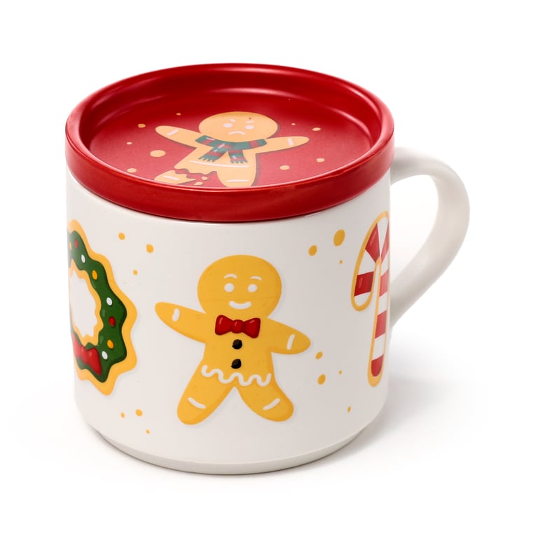 Porcelain Mug & Coaster Lid Set - 420ml Christmas Baker Street Edition, Microwave & Dishwasher Safe