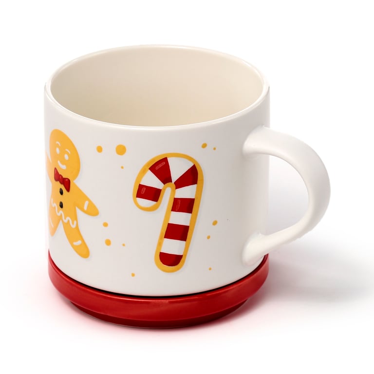Porcelain Mug & Coaster Lid Set - 420ml Christmas Baker Street Edition, Microwave & Dishwasher Safe