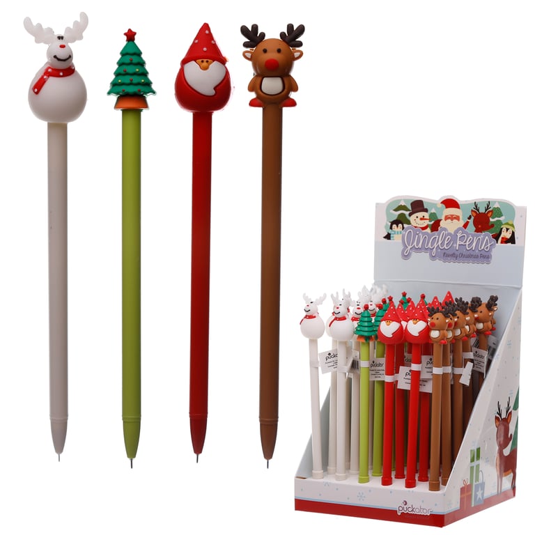 Christmas Topper Festive Novelty Pen - CE Marked, Durable ABS PVC Silicone Construction, Fine Tip Nib.