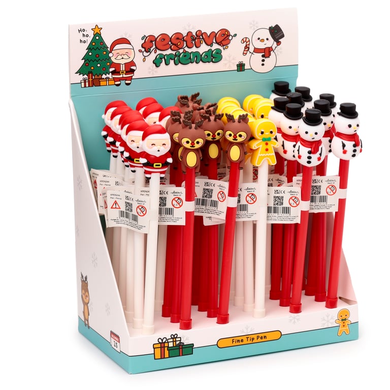 Fine Tip Christmas Pen - Black Ink, Fine Nib, CE/UKCA Marked, ABS PVC Silicone Construction