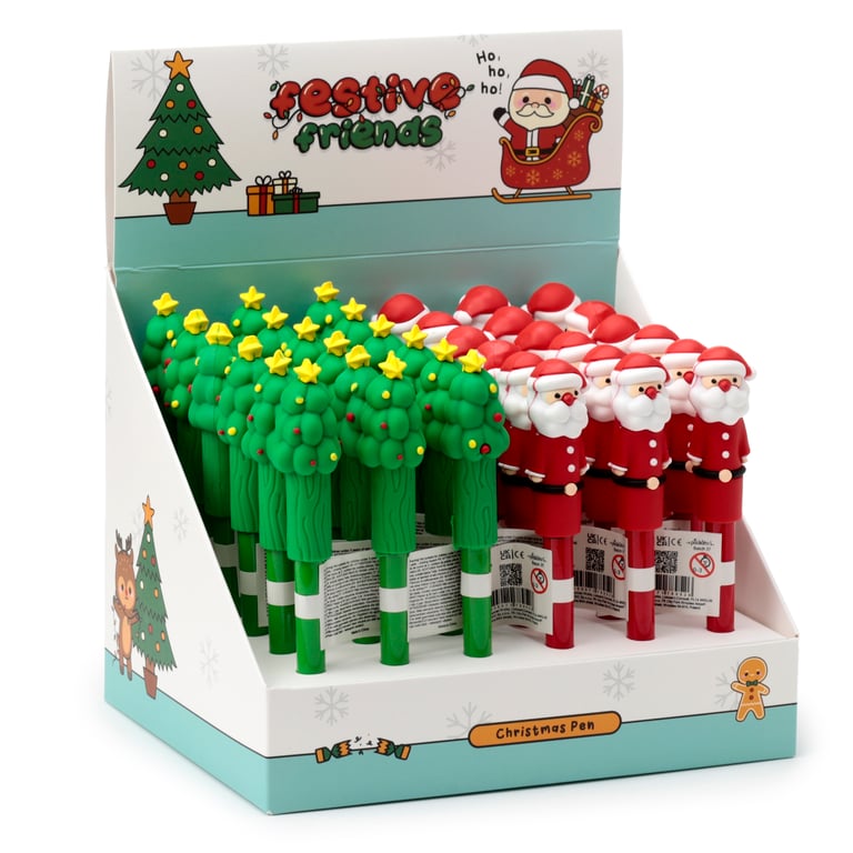 Christmas Festive Friends CE Marked Plastic Pen - EN71 Compliant Writing Instrument for All Ages (3 Years)