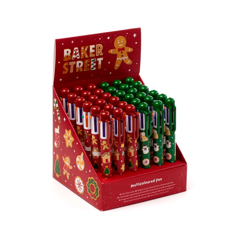 Multi Colour Christmas Baker Street Gingerbread Pen - CE Marked, Kid Safe, 6 Colours