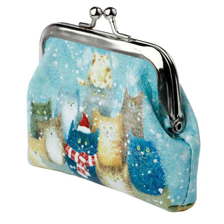 Jan Pashley Licensed Christmas Cats and Dogs Polyurethane Purse with Metal Hardware