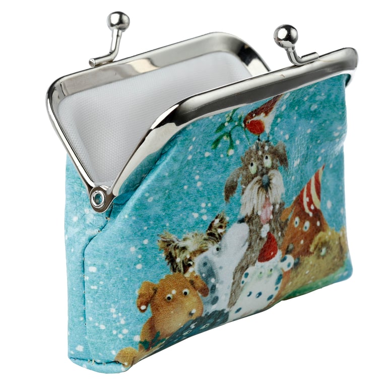 Jan Pashley Licensed Christmas Cats and Dogs Polyurethane Purse with Metal Hardware