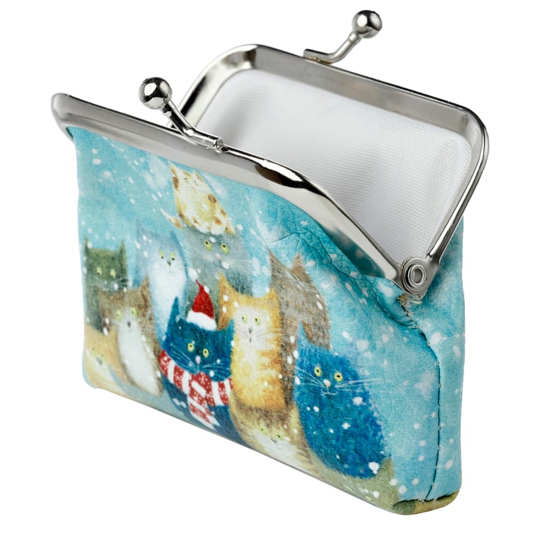 Jan Pashley Licensed Christmas Cats and Dogs Polyurethane Purse with Metal Hardware
